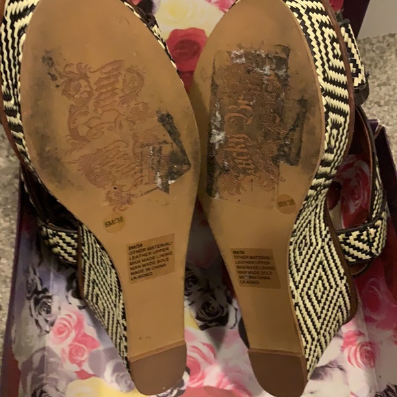 Lucky Brand Koko Leather Platform Wedge Sandals Size 8 - Picture 5 of 6